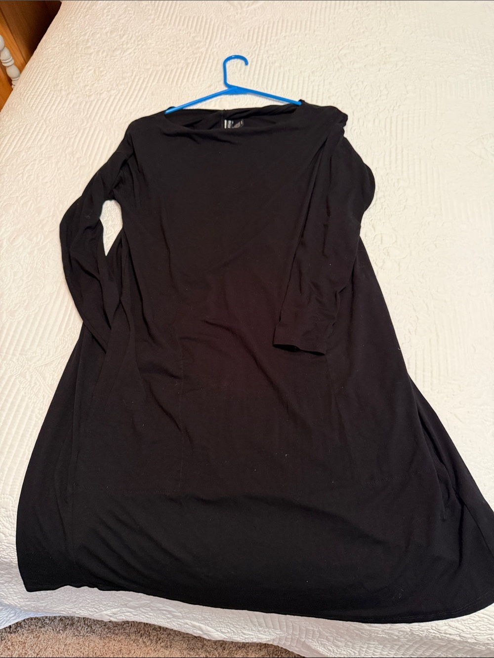 Eileen Fisher Black Long-Sleeve A-Line Dress pockets M like new